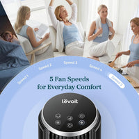HKM-5426515 36 Inch Tower Fan with 28ft/s Airflow, 90° Oscillation, 12-Hour Timer, Remote Control, 5 Speeds, 4 Modes, Quiet Operation