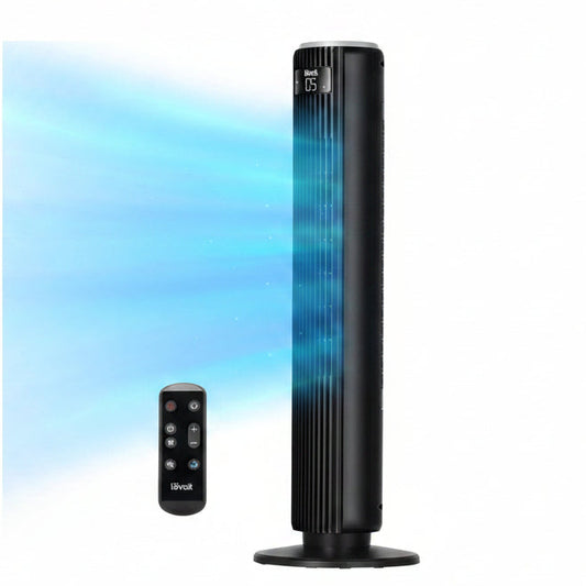 HKM-5426515 36 Inch Tower Fan with 28ft/s Airflow, 90° Oscillation, 12-Hour Timer, Remote Control, 5 Speeds, 4 Modes, Quiet Operation