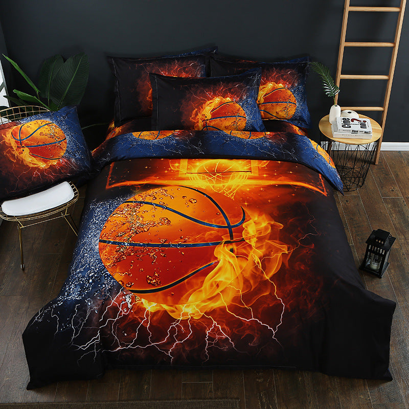 HKM-542675 3D Cartoon Basketball Themed Duvet Cover Set - 3 Pieces, Multiple Sizes Available