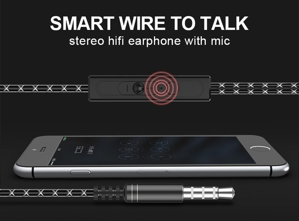 HKM-542675 Metal In-Ear Headphones with Microphone and Noise Cancelling Feature