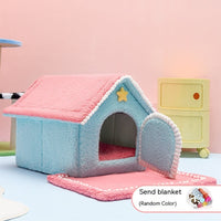 HKM-5427261 Four Seasons Universal Pet Bed with Electric Blanket ¨C Cozy Cloth Design in Pink and Green