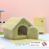 HKM-5427261 Four Seasons Universal Pet Bed with Electric Blanket ¨C Cozy Cloth Design in Pink and Green