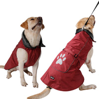 HKM-5427389 Waterproof and Warm Vest for Big Dogs in Blue and Red, Nylon with Thick Lamb Wool Lining, Sizes S to XXXL
