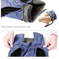 HKM-5427389 Waterproof and Warm Vest for Big Dogs in Blue and Red, Nylon with Thick Lamb Wool Lining, Sizes S to XXXL