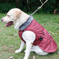 HKM-5427389 Waterproof and Warm Vest for Big Dogs in Blue and Red, Nylon with Thick Lamb Wool Lining, Sizes S to XXXL