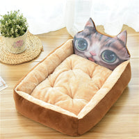 HKM-5427645 Warm Cozy Cartoon Doghouse Bed for Cats and Dogs in 7 Colors, Soft Velvet and Rebound PP Cotton