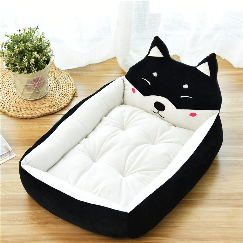 HKM-5427645 Warm Cozy Cartoon Doghouse Bed for Cats and Dogs in 7 Colors, Soft Velvet and Rebound PP Cotton