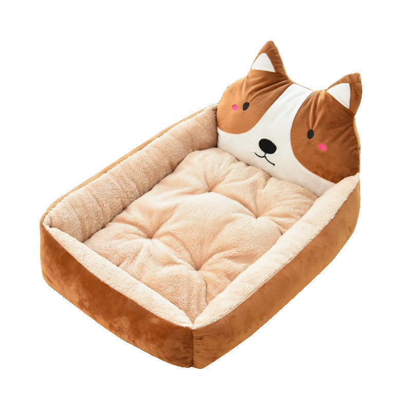 HKM-5427645 Warm Cozy Cartoon Doghouse Bed for Cats and Dogs in 7 Colors, Soft Velvet and Rebound PP Cotton