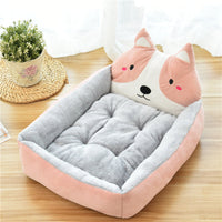 HKM-5427645 Warm Cozy Cartoon Doghouse Bed for Cats and Dogs in 7 Colors, Soft Velvet and Rebound PP Cotton