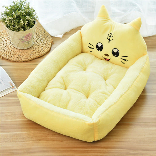 HKM-5427645 Warm Cozy Cartoon Doghouse Bed for Cats and Dogs in 7 Colors, Soft Velvet and Rebound PP Cotton