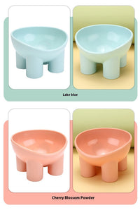 HKM-5429181 Elevated Double Pet Bowl for Cats - Neck Protection, Anti-Tumble Design, Available in Four Color Options