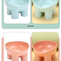 HKM-5429181 Elevated Double Pet Bowl for Cats - Neck Protection, Anti-Tumble Design, Available in Four Color Options