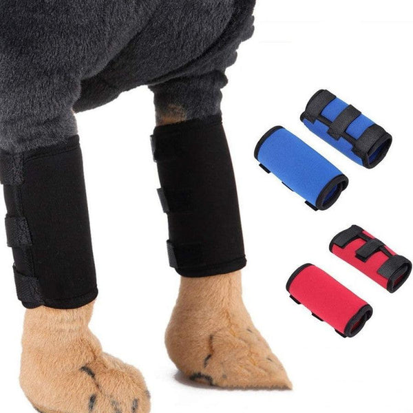 HKM-542931 Neoprene Dog Knee Protective Gear - Non-Slip, Warm & Wear-Resistant Thigh Protectors in Black, Red & Blue