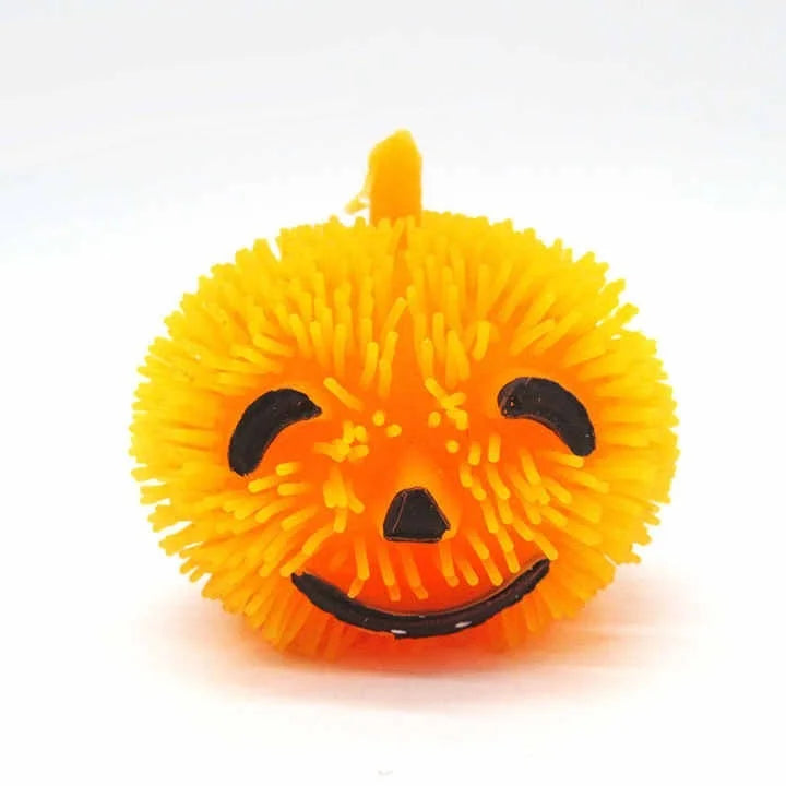 HKM-542995 Halloween Light-Up Pumpkin Puffer Ball - Soft Stress Toy for Ages 5 and Up, PVC Material