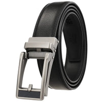 HKM-543059 Men's Leather Belt with Reverse Pull Buckle, Model LY33-23432-1