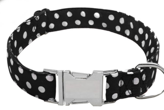 HKM-5430973 Durable Polyester Dog Collar with Adjustable Fit and Alloy Metal Accents