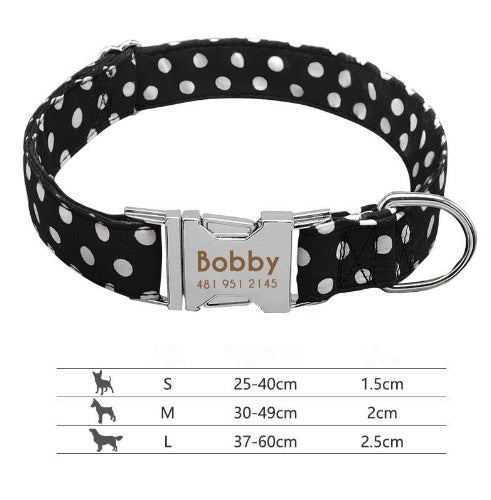 HKM-5430973 Durable Polyester Dog Collar with Adjustable Fit and Alloy Metal Accents