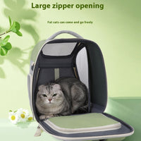 HKM-5431229 Portable Expandable Cat Backpack with Contrast Color Design, Medium Soft PVC Oxford Material