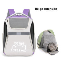 HKM-5431229 Portable Expandable Cat Backpack with Contrast Color Design, Medium Soft PVC Oxford Material