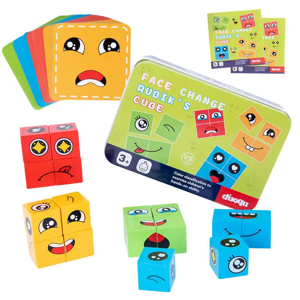 HKM-543187 Children's Face Changing Cube Building Blocks - Educational Interactive Puzzle Toy for Ages 2 and Up