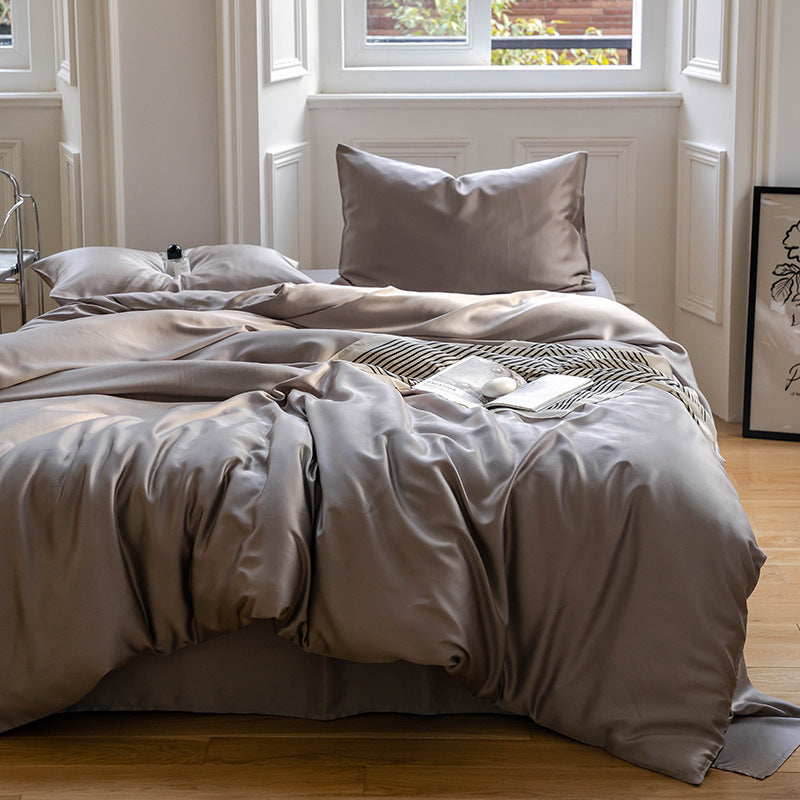 HKM-543187 Lyocell Tencel Solid Color Four-Piece Bedding Set for 1.5m and 1.8m Beds