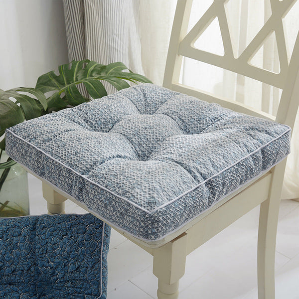 HKM-543187 Modern Leaf Pattern Flocking Square Chair Cushion - Available in Multiple Colors and Sizes