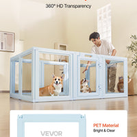 HKM-5432637 Transparent Whelping Box Playpen for Large Dogs - 76x49x30 Inch Easy Assembly Design