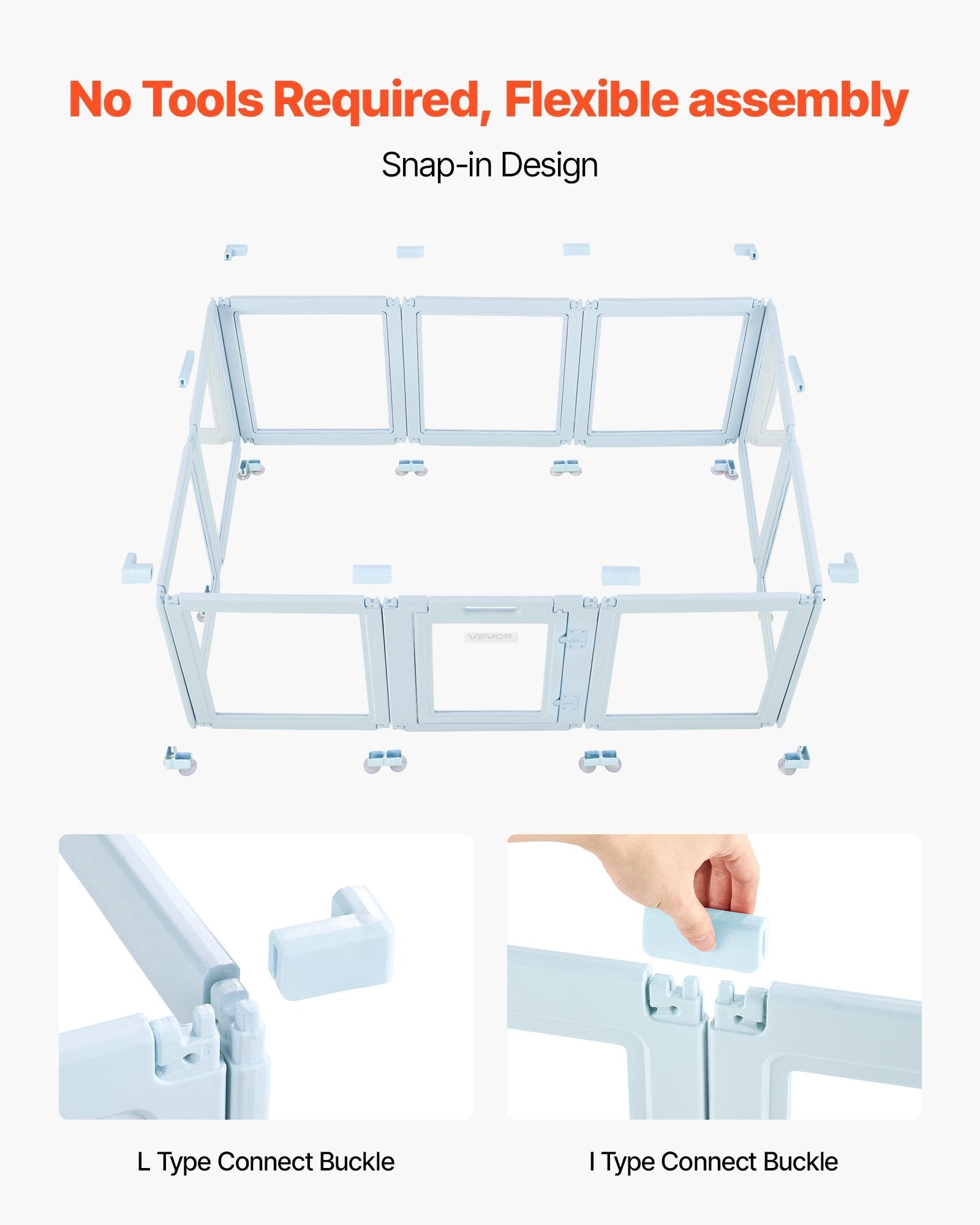 HKM-5432637 Transparent Whelping Box Playpen for Large Dogs - 76x49x30 Inch Easy Assembly Design