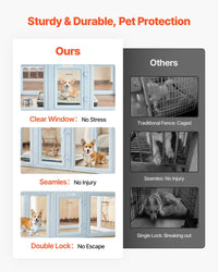 HKM-5432637 Transparent Whelping Box Playpen for Large Dogs - 76x49x30 Inch Easy Assembly Design