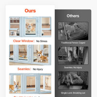 HKM-5432637 Transparent Whelping Box Playpen for Large Dogs - 76x49x30 Inch Easy Assembly Design