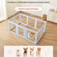 HKM-5432637 Transparent Whelping Box Playpen for Large Dogs - 76x49x30 Inch Easy Assembly Design