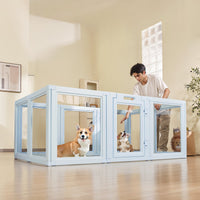 HKM-5432637 Transparent Whelping Box Playpen for Large Dogs - 76x49x30 Inch Easy Assembly Design