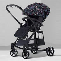 HKM-543379 Portable Luxury 2-in-1 Lightweight Baby Stroller - Reversible Push, Sitting or Lying Position, Large Storage Frame