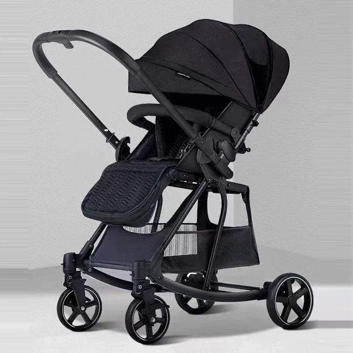 HKM-543379 Portable Luxury 2-in-1 Lightweight Baby Stroller - Reversible Push, Sitting or Lying Position, Large Storage Frame