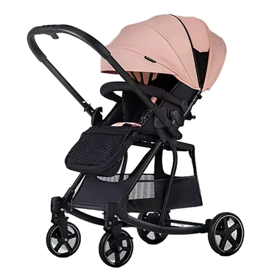 HKM-543379 Portable Luxury 2-in-1 Lightweight Baby Stroller - Reversible Push, Sitting or Lying Position, Large Storage Frame