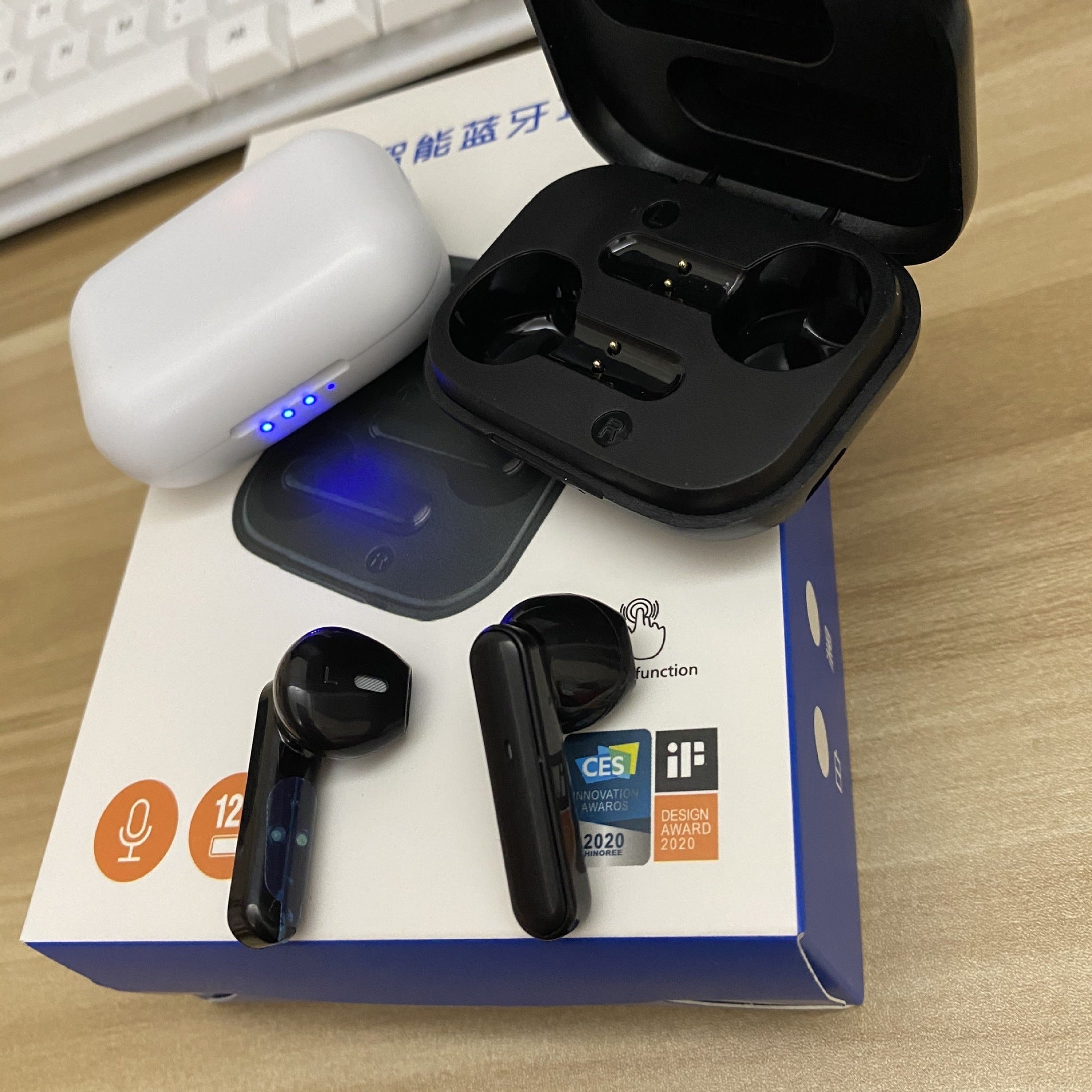 HKM-543379 Wireless Binaural In-Ear Sport Headset with Battery Display and Call Function