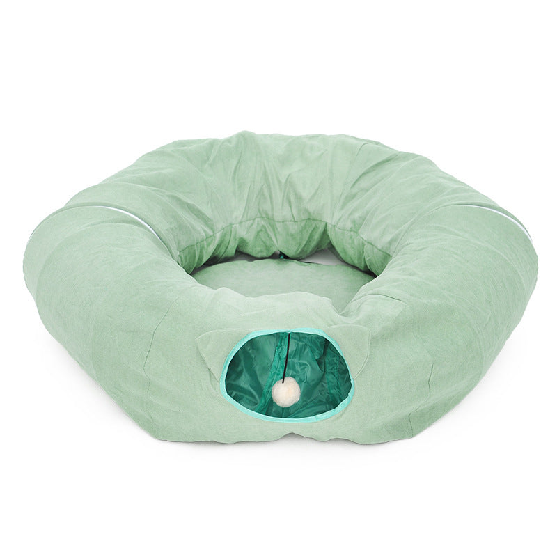 HKM-5434045 Cozy Cat Cave Tunnel House for All Seasons ¨C Plush Velvet Tent for Play and Sleep
