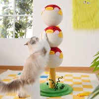 HKM-5434941 Puffer Fish-Shaped Multi-Tier Cat Climbing Frame with Scratching Post and Interactive Toys