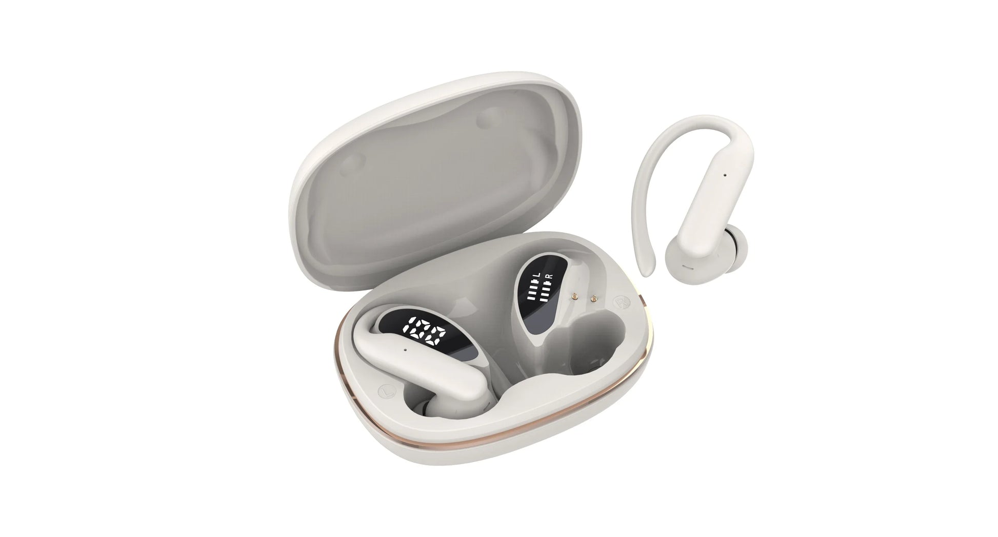 HKM-543507 True Wireless Stereo Earbuds with Active Noise Cancellation, HiFi Deep Bass, Waterproof Design, and LED Digital Display