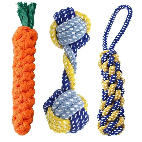 HKM-5435581 Durable Cotton Rope Toy for Small and Medium Dogs - Molar Bite Resistant Knotted Design