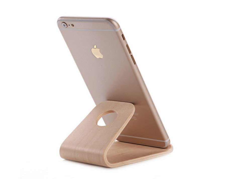 HKM-543571 Wooden Lazy Bracket Stand for iPhone - Compatible with Various Models, Walnut & White Maple Options