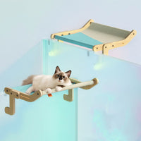 HKM-5436349 Hanging Cat Hammock for Windowsill - Wooden Multi-layer Plywood, Cotton Canvas, Stainless Steel Hardware