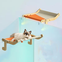 HKM-5436349 Hanging Cat Hammock for Windowsill - Wooden Multi-layer Plywood, Cotton Canvas, Stainless Steel Hardware