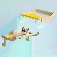 HKM-5436349 Hanging Cat Hammock for Windowsill - Wooden Multi-layer Plywood, Cotton Canvas, Stainless Steel Hardware