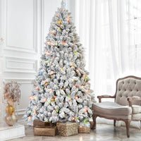 HKM-543635 Mixed Flocked PVC Christmas Tree with Colored Lights in Various Heights