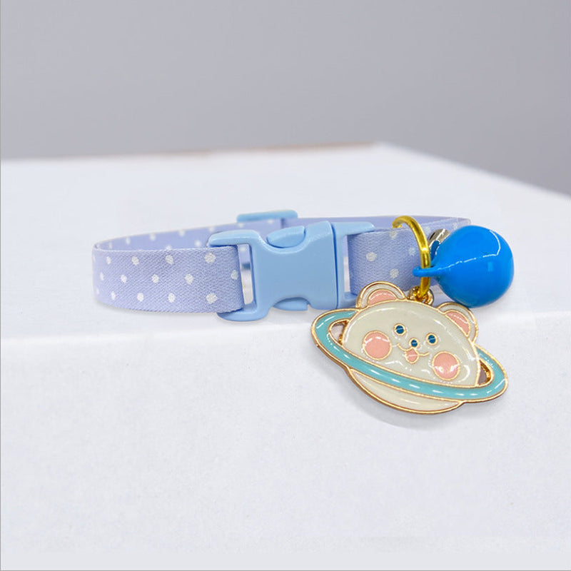 HKM-5436733 Cute Polka Dot Cat and Small Dog Collar with Bell - Multiple Color Options Available