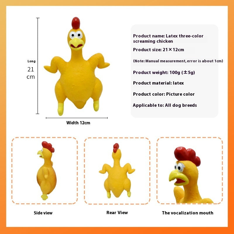 HKM-5437373 Bite-Resistant Latex Chicken Sound Toy for Dogs - Available in Orange, Yellow, and Brown