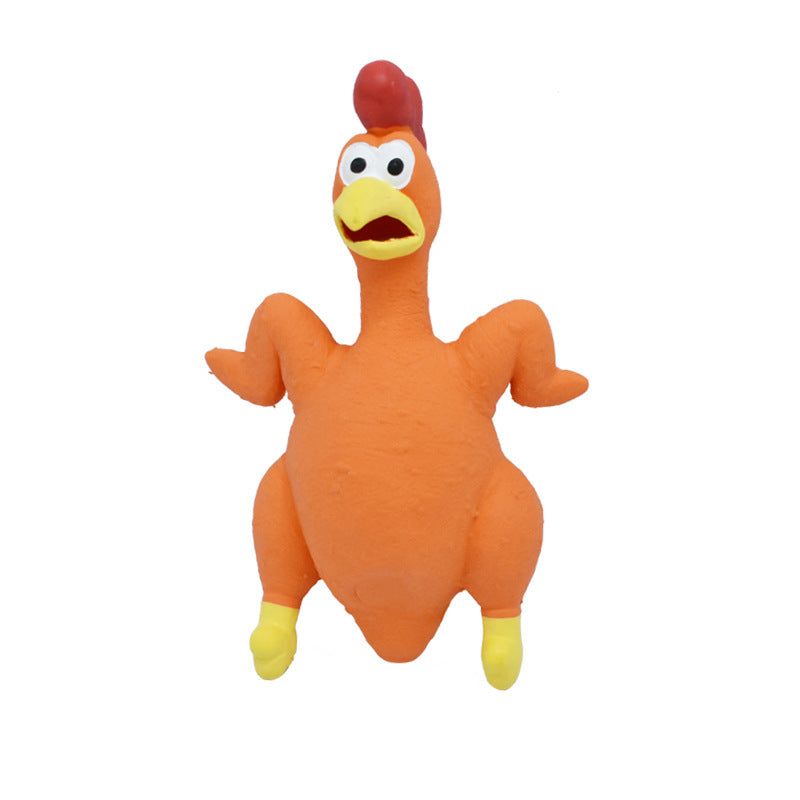 HKM-5437373 Bite-Resistant Latex Chicken Sound Toy for Dogs - Available in Orange, Yellow, and Brown