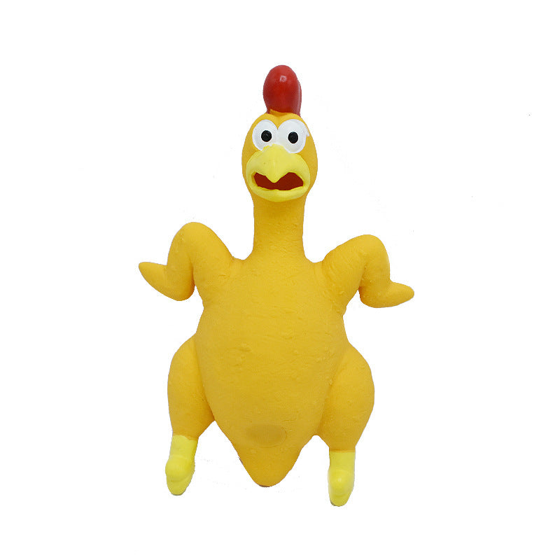 HKM-5437373 Bite-Resistant Latex Chicken Sound Toy for Dogs - Available in Orange, Yellow, and Brown