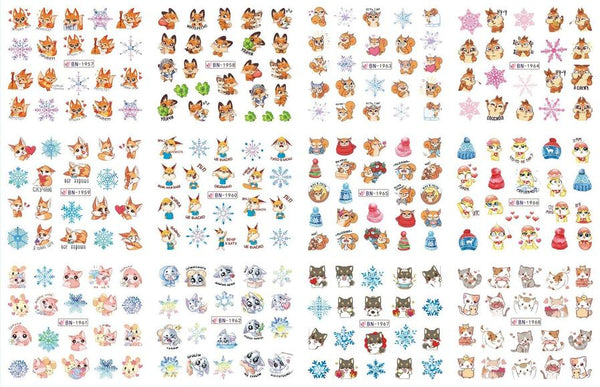 HKM-543827 Nail Art Large Watermark Stickers - Tropical, Beach & Abstract Designs